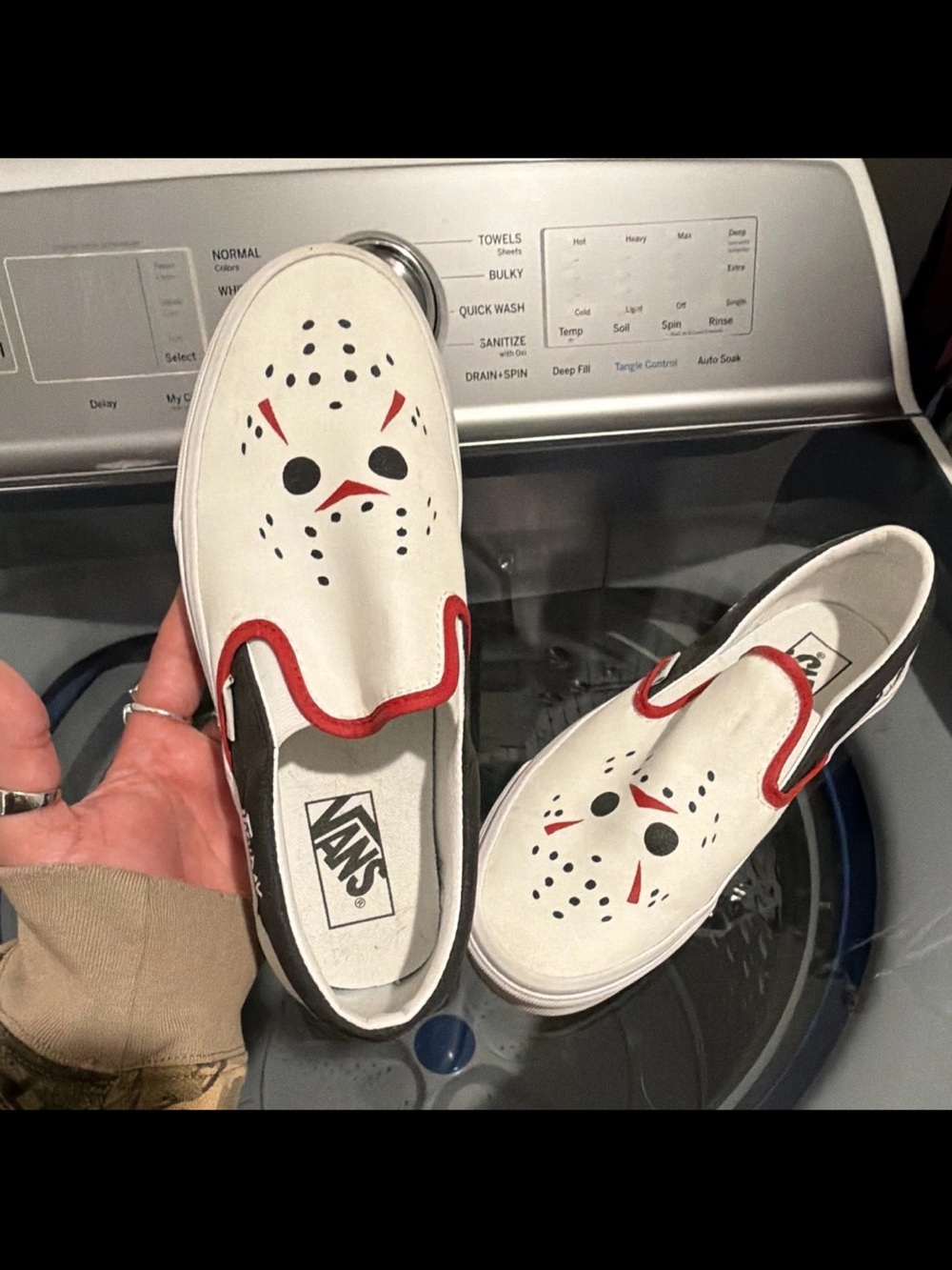 Vans Friday the 13th Custom Painted Slip-On Sneakers M7/W8.5 - Picture 7 of 8